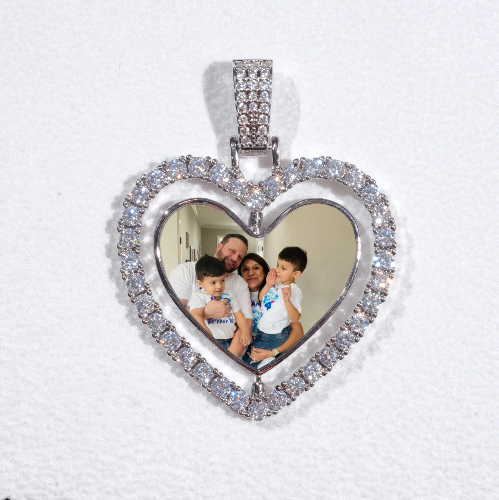 3D Spinning 2-Faced Heart Custom Picture Pendant