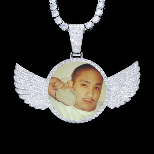 925S & VVS Moissanite 3D Wing Custom Picture Pendant