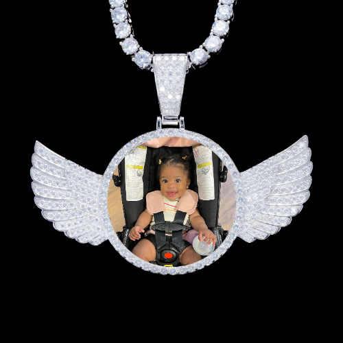 925S & VVS Moissanite 3D Wing Custom Picture Pendant