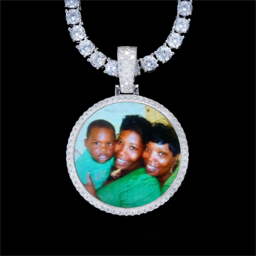 925S & VVS Moissanite 3D Circle Custom Picture Pendant
