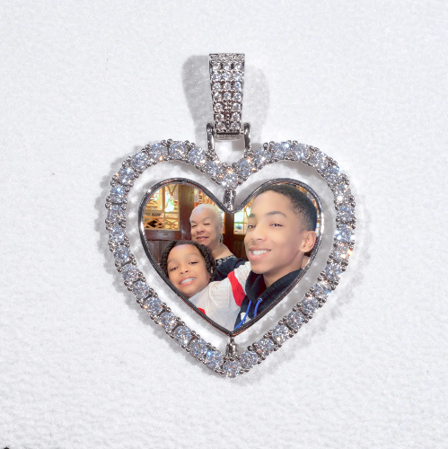 3D Spinning 2-Faced Heart Custom Picture Pendant