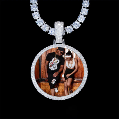 925S & VVS Moissanite 3D Circle Custom Picture Pendant