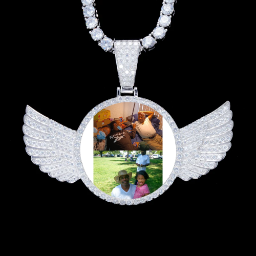 925S & VVS Moissanite 3D Wing Custom Picture Pendant