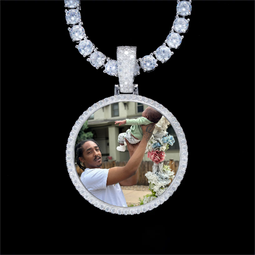 925S & VVS Moissanite 3D Circle Custom Picture Pendant