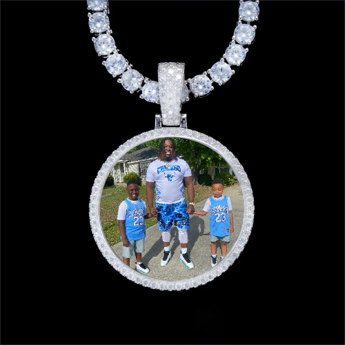 925S & VVS Moissanite 3D Circle Custom Picture Pendant