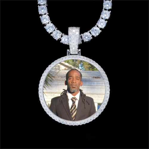 925S & VVS Moissanite 3D Circle Custom Picture Pendant