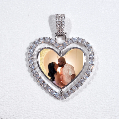 3D Spinning 2-Faced Heart Custom Picture Pendant