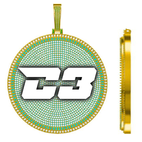 CUSTOM LETTER NECKLACE 3D BIG DISC