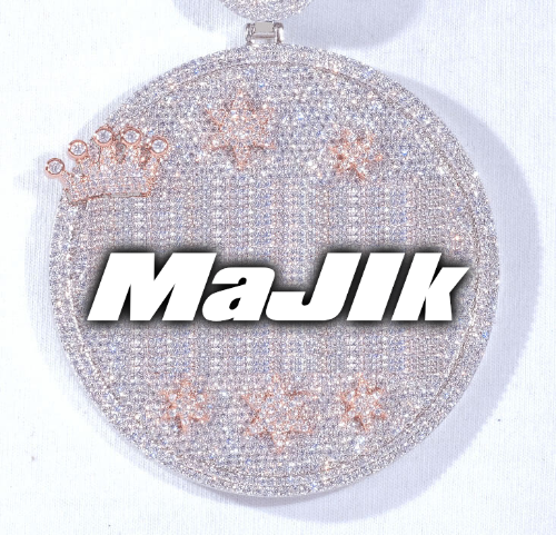CUSTOM LETTER NECKLACE 3D BIG CROWN DISC