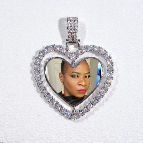 3D Spinning 2-Faced Heart Custom Picture Pendant