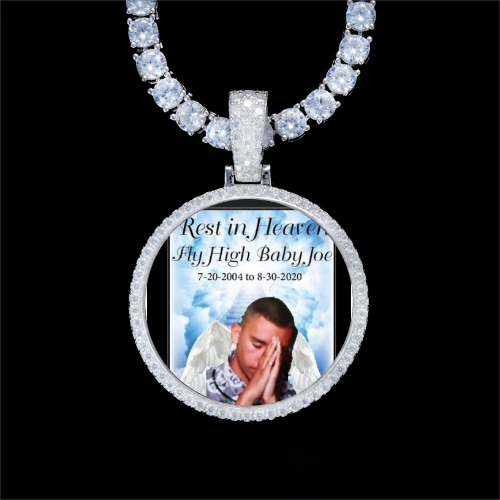 925S & VVS Moissanite 3D Circle Custom Picture Pendant