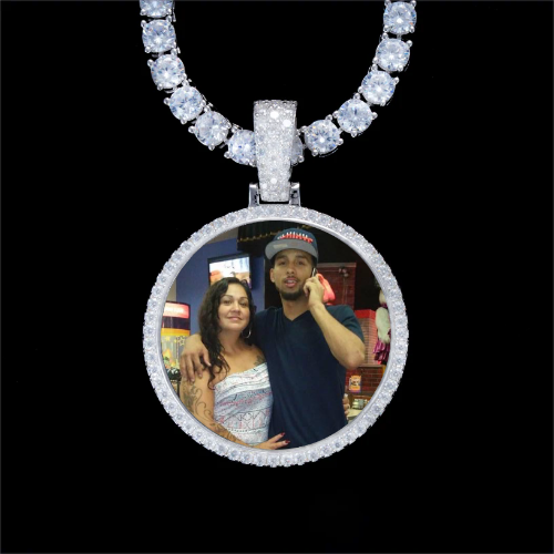 925S & VVS Moissanite 3D Circle Custom Picture Pendant
