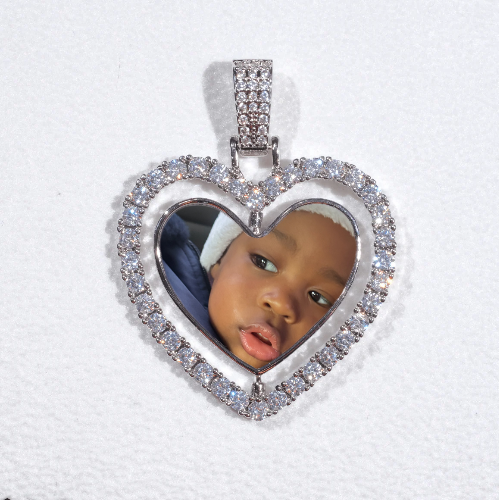 3D Spinning 2-Faced Heart Custom Picture Pendant