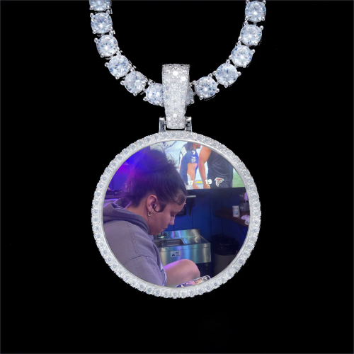 925S & VVS Moissanite 3D Circle Custom Picture Pendant