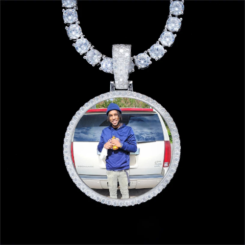 925S & VVS Moissanite 3D Circle Custom Picture Pendant