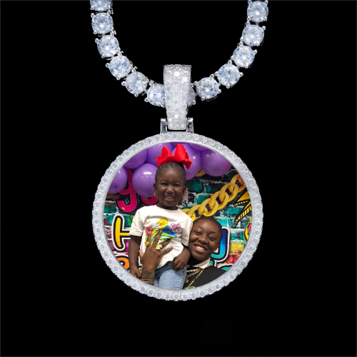 925S & VVS Moissanite 3D Circle Custom Picture Pendant