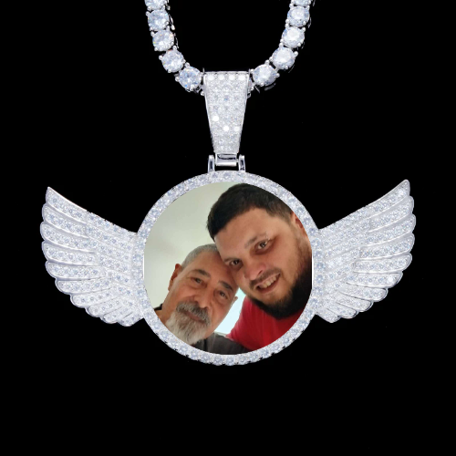 925S & VVS Moissanite 3D Wing Custom Picture Pendant