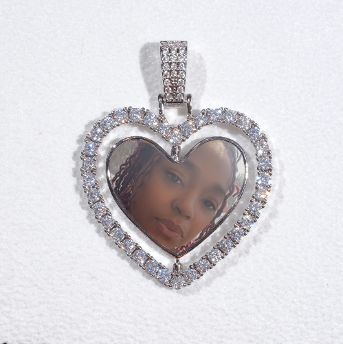 3D Spinning 2-Faced Heart Custom Picture Pendant