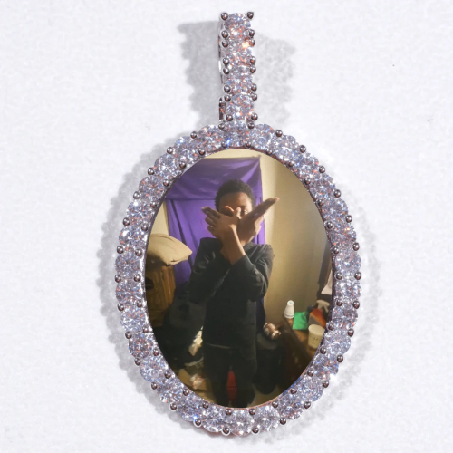 Large 3D Oval Custom Picture Pendant