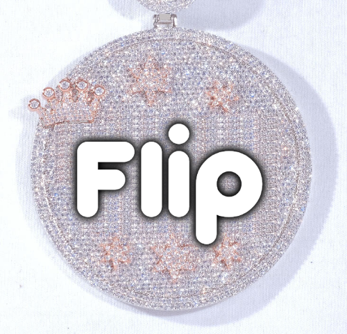 CUSTOM LETTER NECKLACE 3D BIG CROWN DISC