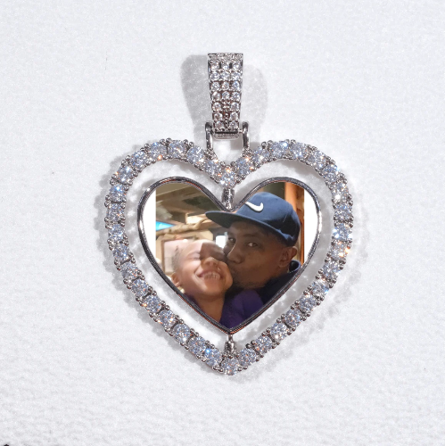 3D Spinning 2-Faced Heart Custom Picture Pendant