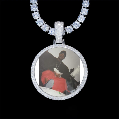 925S & VVS Moissanite 3D Circle Custom Picture Pendant