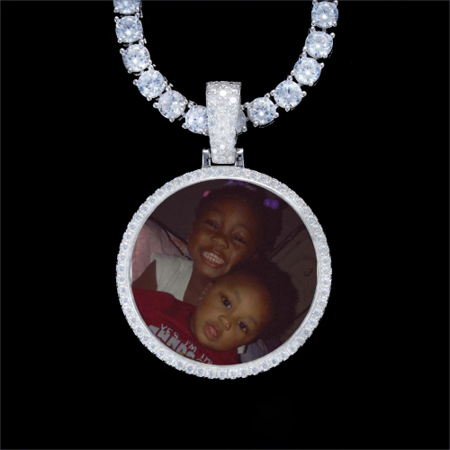 925S & VVS Moissanite 3D Circle Custom Picture Pendant