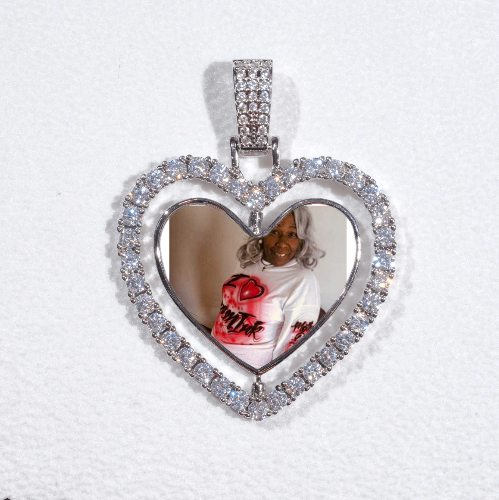 3D Spinning 2-Faced Heart Custom Picture Pendant