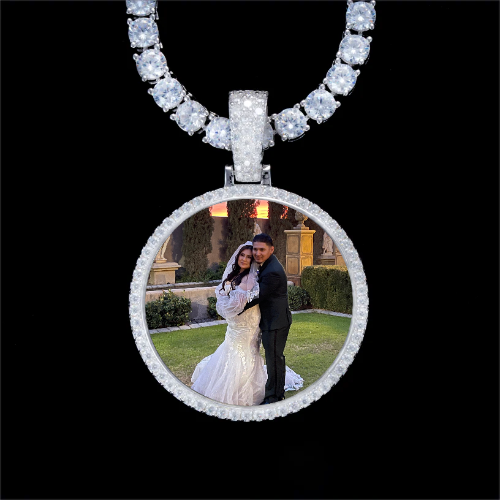 925S & VVS Moissanite 3D Circle Custom Picture Pendant