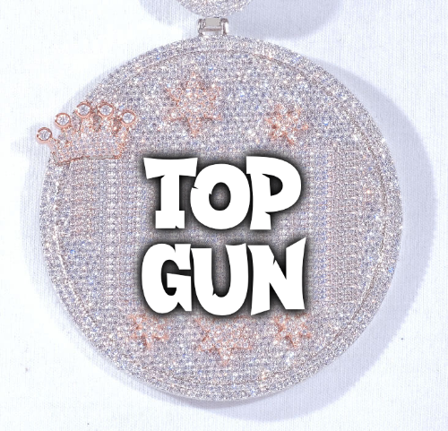CUSTOM LETTER NECKLACE 3D BIG CROWN DISC