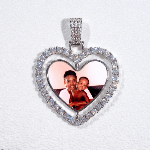 3D Spinning 2-Faced Heart Custom Picture Pendant