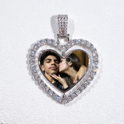 3D Spinning 2-Faced Heart Custom Picture Pendant