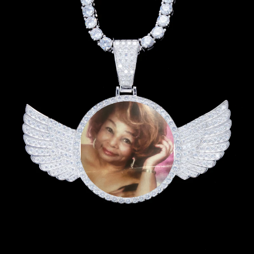 925S & VVS Moissanite 3D Wing Custom Picture Pendant