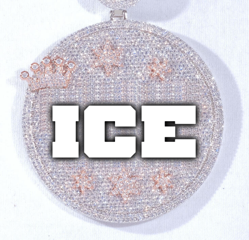 CUSTOM LETTER NECKLACE 3D BIG CROWN DISC