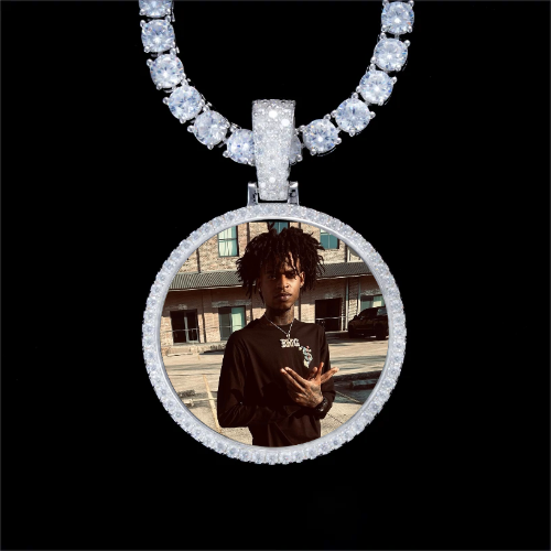 925S & VVS Moissanite 3D Circle Custom Picture Pendant