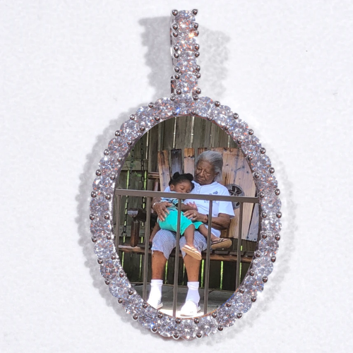 Large 3D Oval Custom Picture Pendant