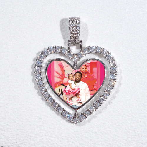 3D Spinning 2-Faced Heart Custom Picture Pendant