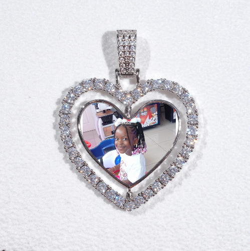 3D Spinning 2-Faced Heart Custom Picture Pendant