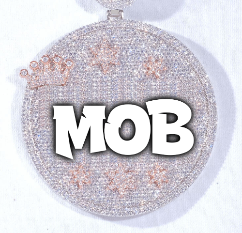CUSTOM LETTER NECKLACE 3D BIG CROWN DISC