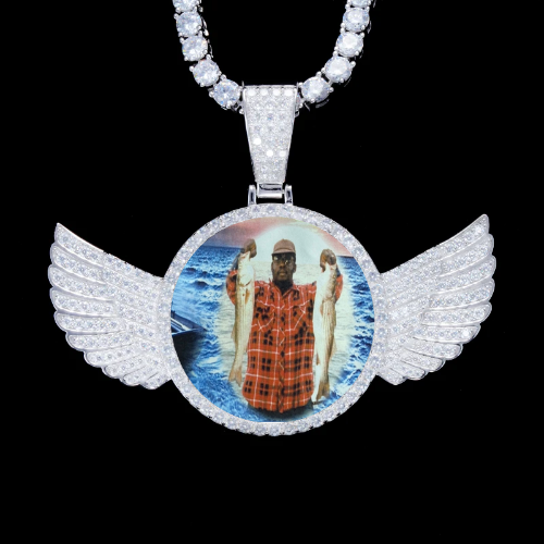925S & VVS Moissanite 3D Wing Custom Picture Pendant