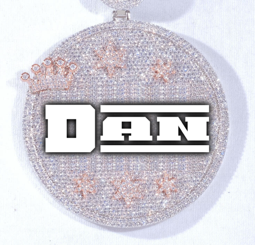 CUSTOM LETTER NECKLACE 3D BIG CROWN DISC