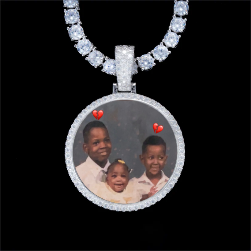 925S & VVS Moissanite 3D Circle Custom Picture Pendant