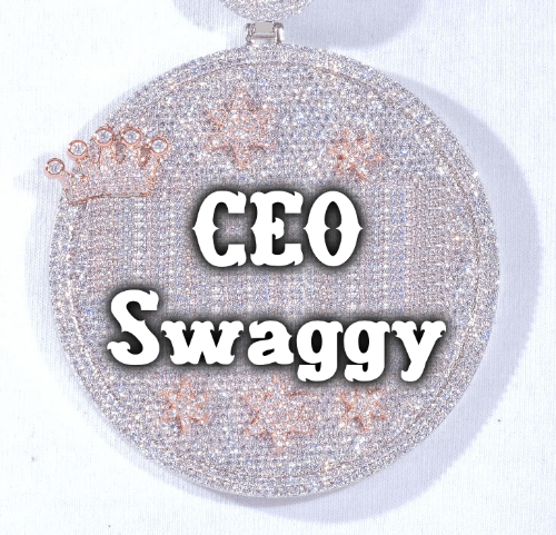 CUSTOM LETTER NECKLACE 3D BIG CROWN DISC