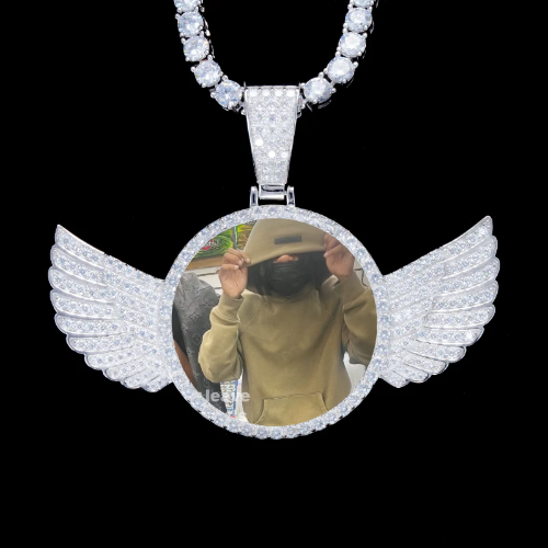 925S & VVS Moissanite 3D Wing Custom Picture Pendant
