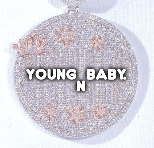 CUSTOM LETTER NECKLACE 3D BIG CROWN DISC
