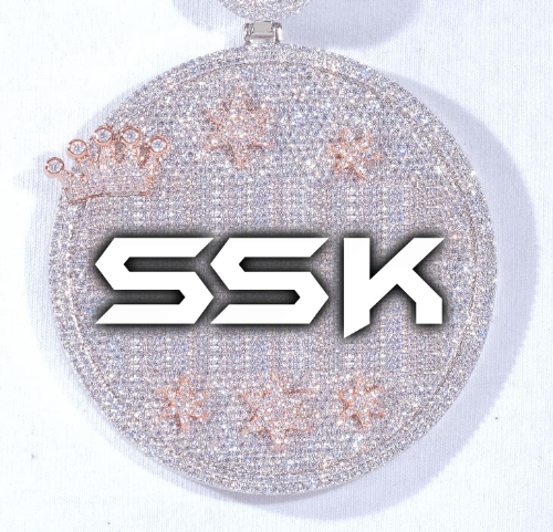 CUSTOM LETTER NECKLACE 3D BIG CROWN DISC