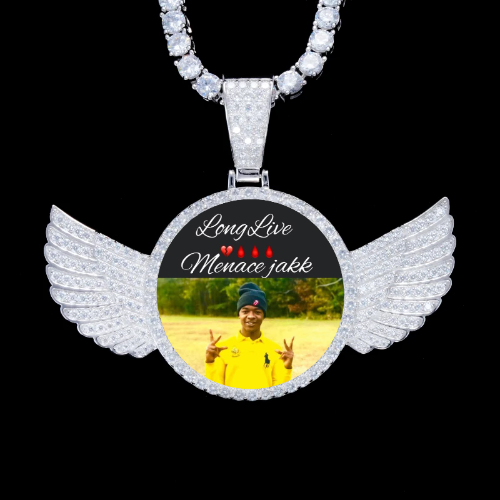 925S & VVS Moissanite 3D Wing Custom Picture Pendant