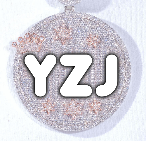 CUSTOM LETTER NECKLACE 3D BIG CROWN DISC