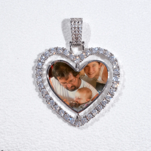 3D Spinning 2-Faced Heart Custom Picture Pendant
