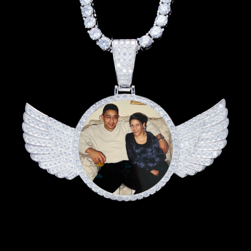 925S & VVS Moissanite 3D Wing Custom Picture Pendant